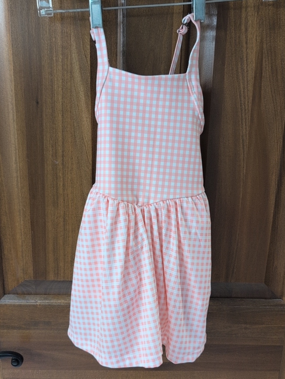 Lands' End Pink Gingham Sleeveless Sundress